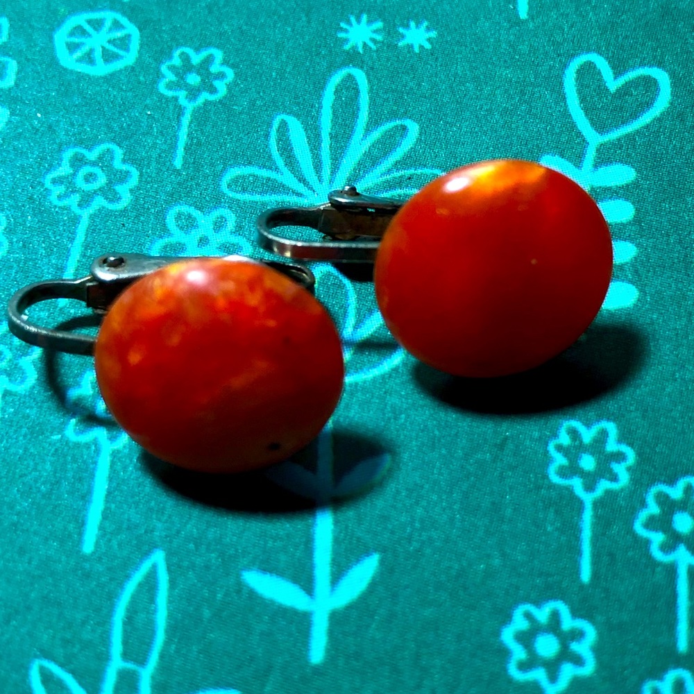 VTG Orange Circle Clip-On Earrings
